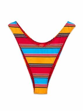 Garage Colorful Striped High Cut Cheeky Bikini Bottom – Size Medium NWT